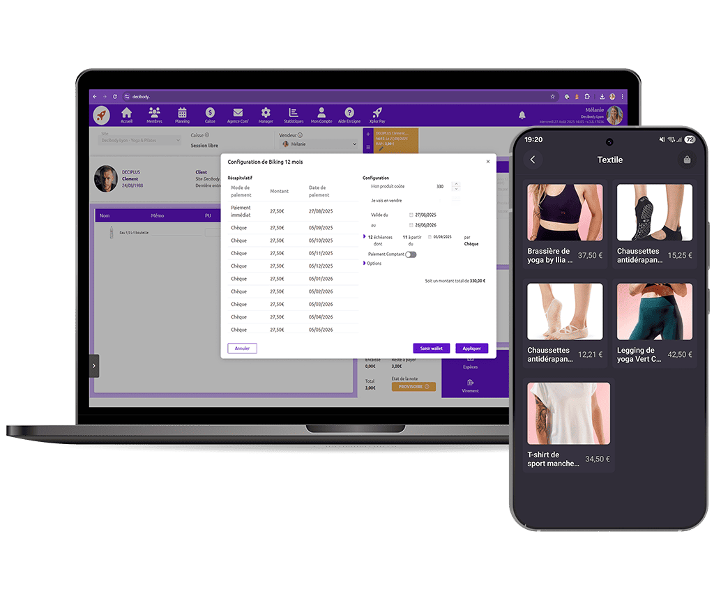logiciel gestion paiement club de sport