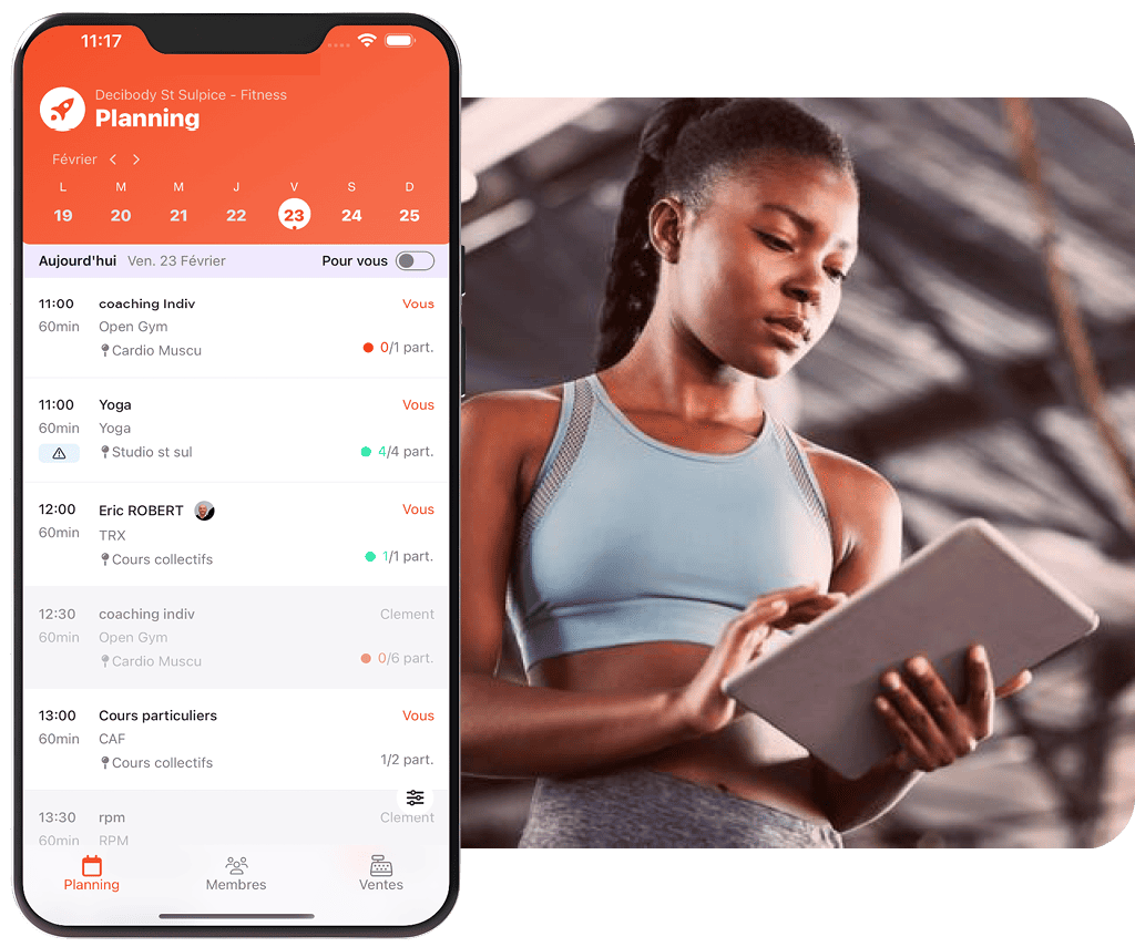 Application pour les coachs Fitnes, Yoga, Pilates, CrossFit
