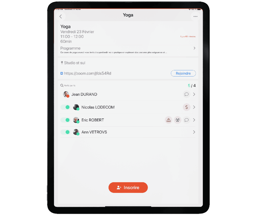 Application business coach studio fitness Pilates Yoga - Decicoach