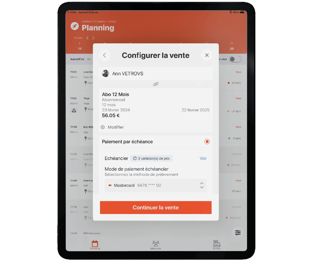 application vente d'abonnements coach sport