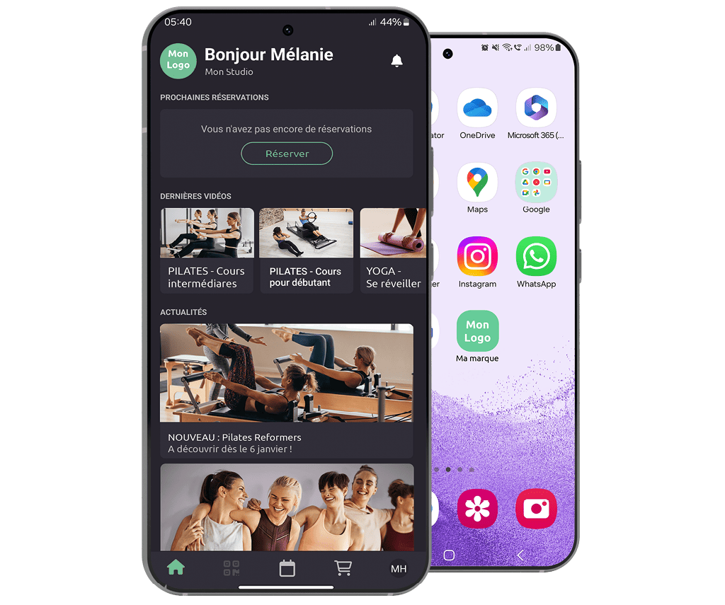 Application personnalisée club de sport, marque blanche salle de sport